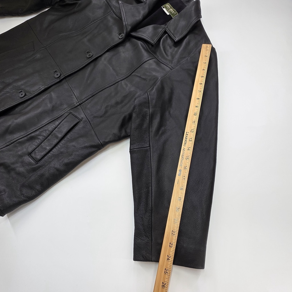 Quiet Luxury Eddie Bauer Leather Car Coat Men’s XL/XXL Black Rare SAMPLE... - Picture 8 of 10